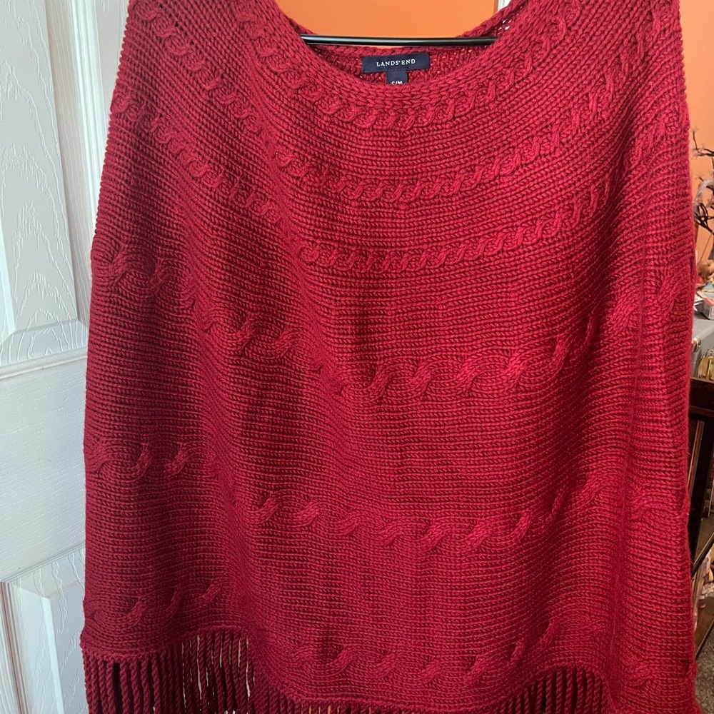 Lands' End Women's Rich Red Poncho